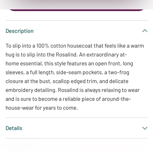 This 1 for U Lilac Rose housecoat. NWT - Picture 7 of 8